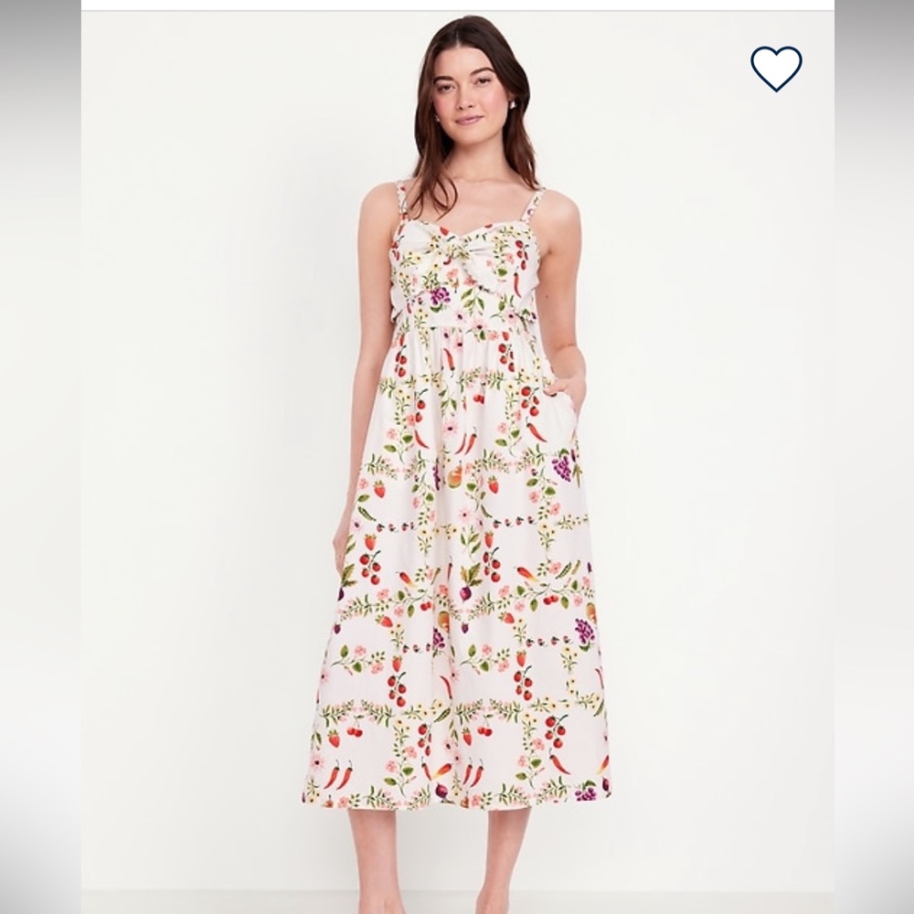 NWT Floral Midi Dress with Fruit Print size XL